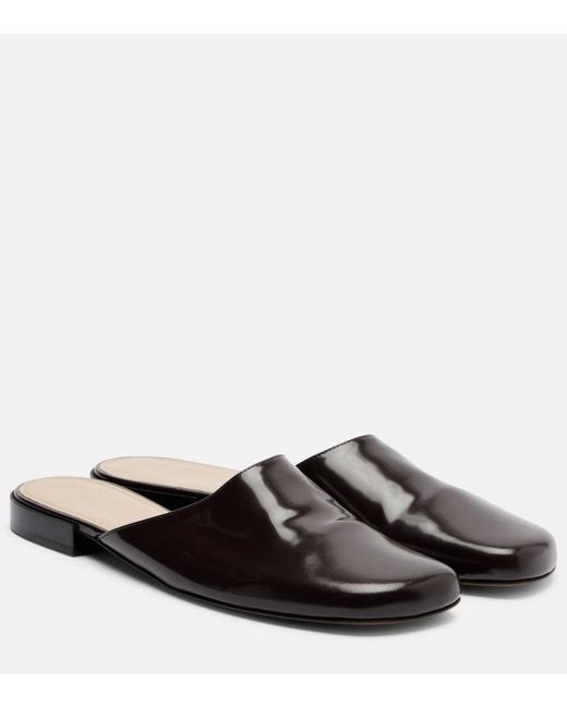 The Row Black Penelope Leather Mules