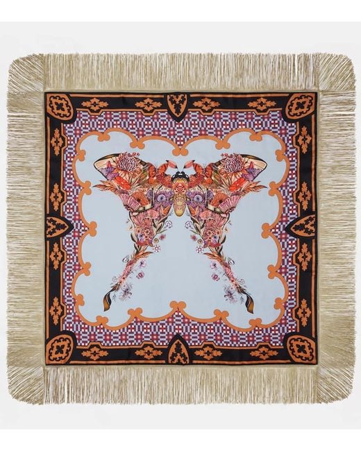 LaDoubleJ Multicolor Fringed Printed Silk Twill Scarf