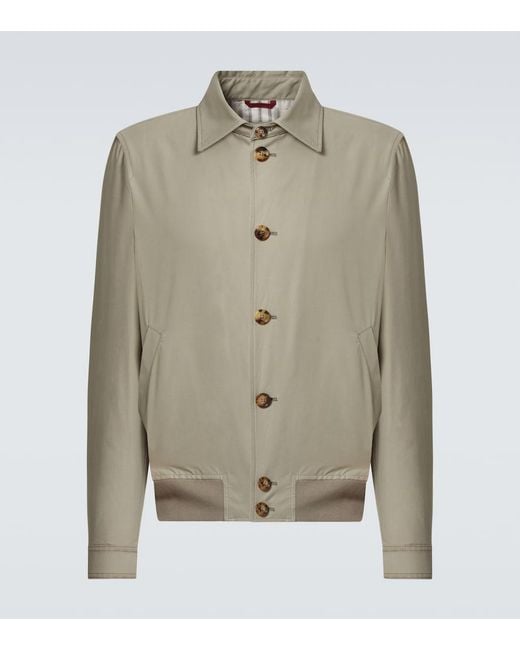 Brunello Cucinelli Green Cotton-Blend Bomber Jacket for men