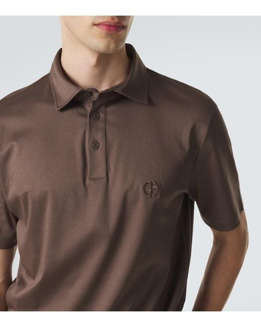 Giorgio Armani Brown Logo Cotton Polo Shirt for men