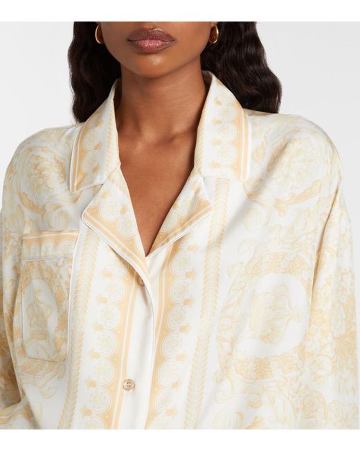 Versace Natural Barocco Silk Twill Shirt