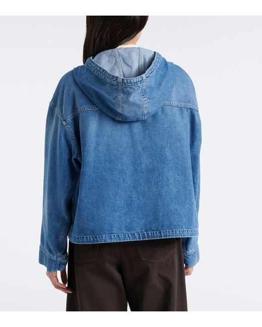 Moncler Blue Ecrevisse Layered Denim Down Jacket
