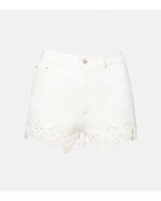 Shorts De Algodon Con Macrame Rabanne de color White