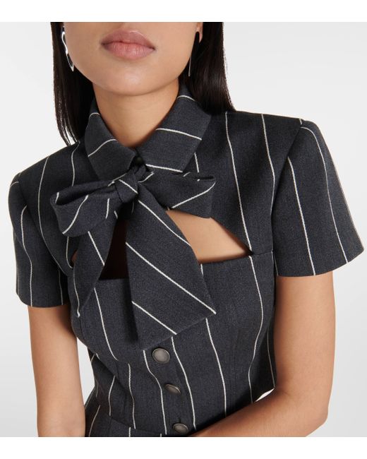 Alessandra Rich Black Pinstripe Cropped Wool-blend Jacket
