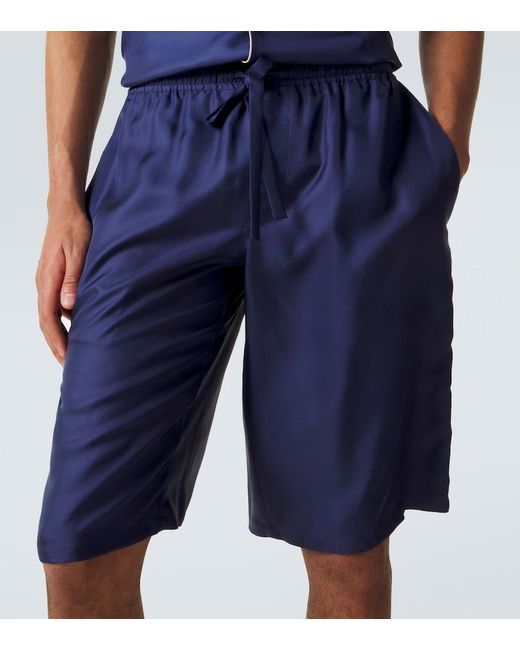 Dolce & Gabbana Blue Silk Satin Bermuda Shorts for men