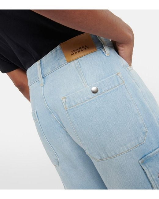 Isabel Marant Blue Elore Denim Cargo Pants