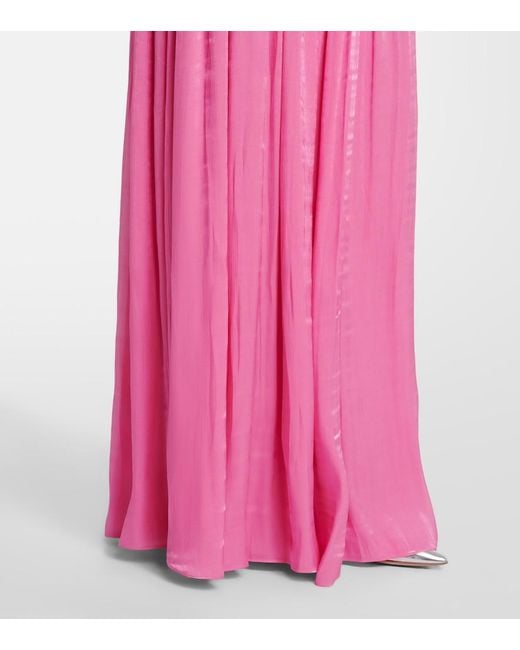 Costarellos Pink Cutout Lurex Georgette Gown