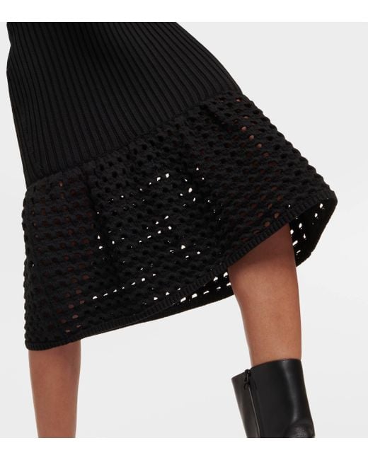 Alexander McQueen Black Alexander Mc Queen Knitted Midi Dress