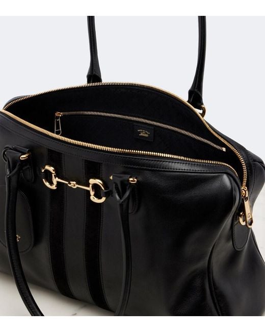 Gucci Black Borsetto Large Leather Bowling Bag