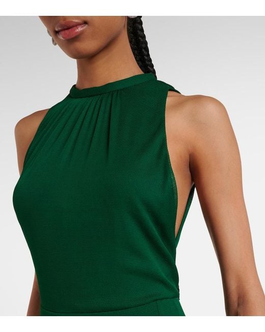 Max Mara Green Carnet Mesh Jersey Maxi Dress