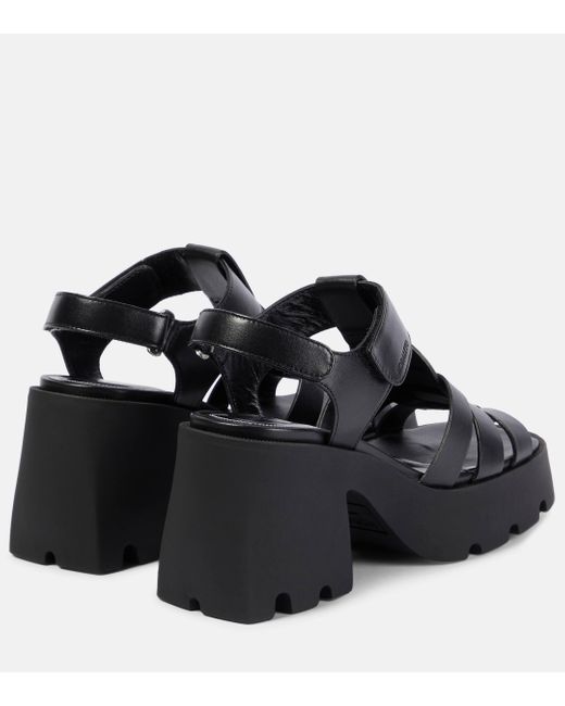 NODALETO Black Bulla Emma Leather Platform Sandals