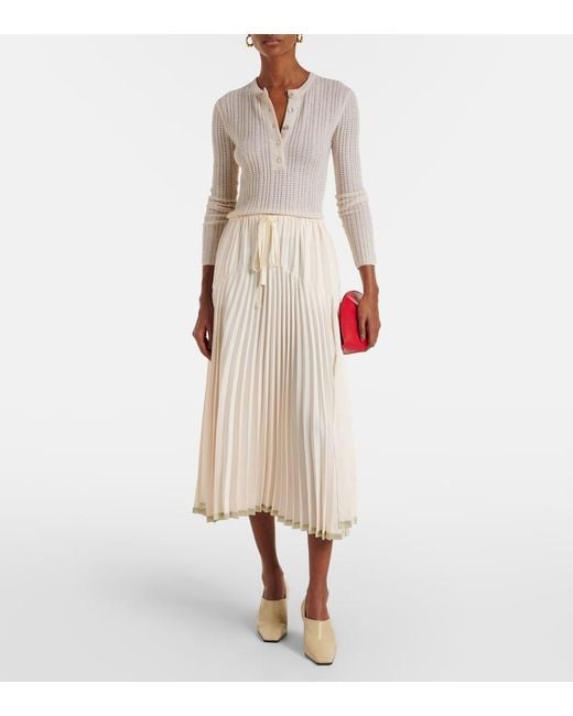 Vince White Ribbed-Knit Cashmere And Silk Henley Shirt