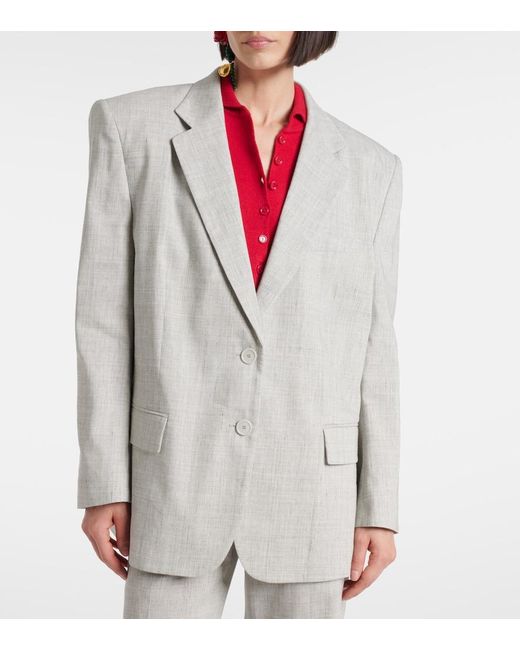 Magda Butrym Gray Oversized Linen And Wool Blazer