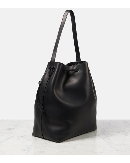The Row Black Belvedere Leather Bucket Bag