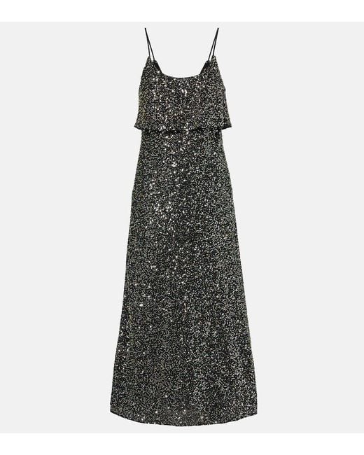 Rabanne Gray Slipdress Aus Crepe Mit Pailletten
