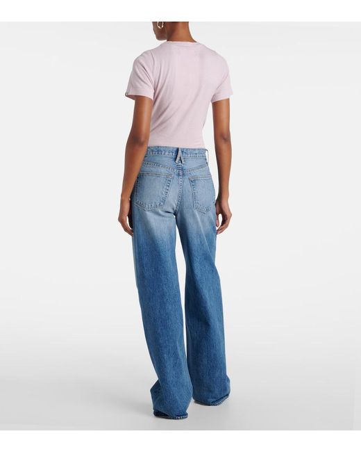 SLVRLAKE Denim Blue Cassie High-Rise Barrel-Leg Jeans