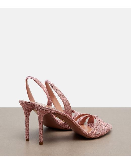 Aquazzura Pink Tati Canvas Slingback Sandals