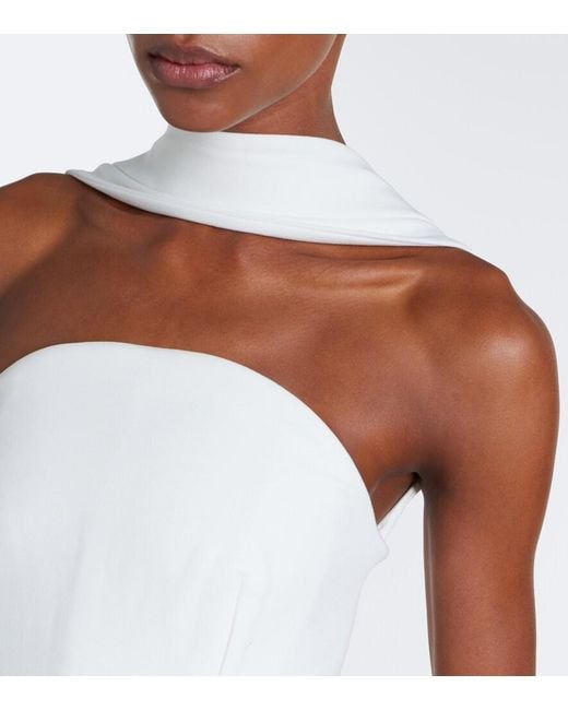 Roland Mouret White Scarf-Detail Crepe Corset Top