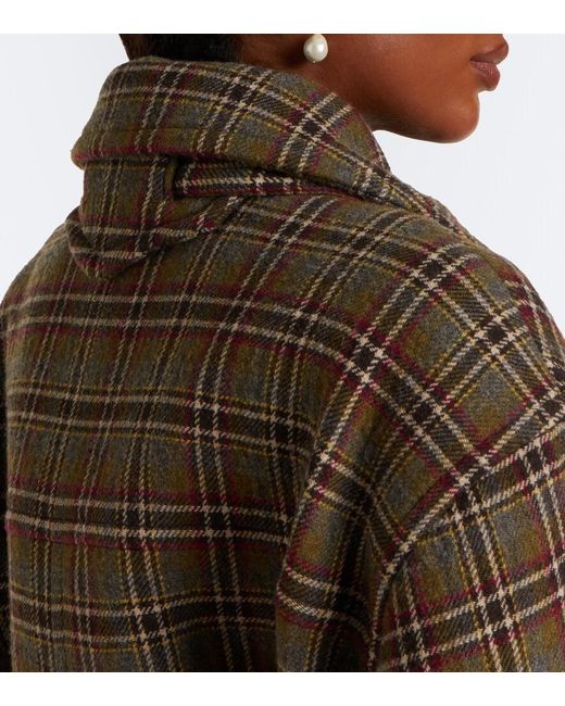 Chloé Brown Checked Wool And Cotton-Blend Peacoat