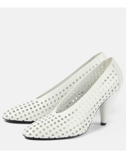 Proenza Schouler White Perforated Cone Leather Pumps