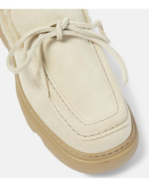 Burberry White Ekd Shearling-Lined Suede Mules
