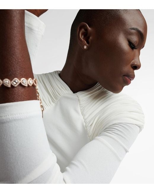 Messika White My Twin 1+2 18Kt Rose Earrings With Diamonds