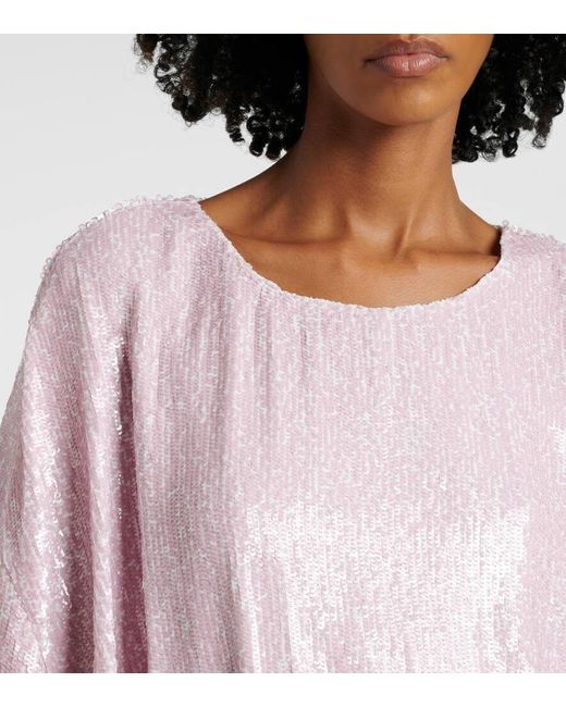 Dries Van Noten Pink Sequined Gathered Blouse