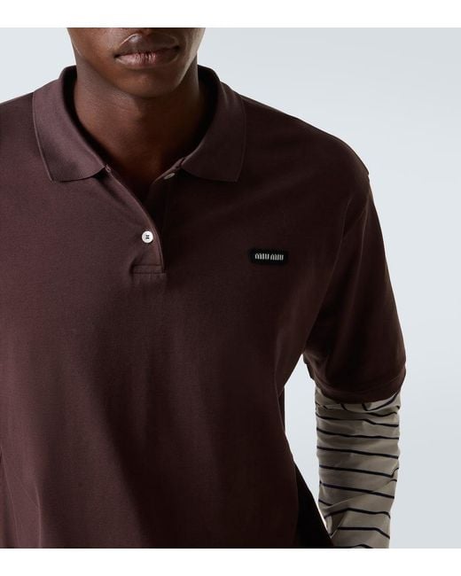 Miu Miu Polohemd Aus Baumwolle in Brown für Herren