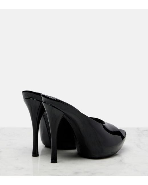 Gucci Black Viv Patent Leather Platform Mules