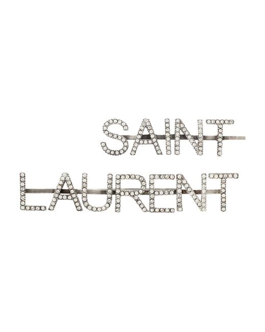 Saint Laurent Metallic Verzierte Haarspange