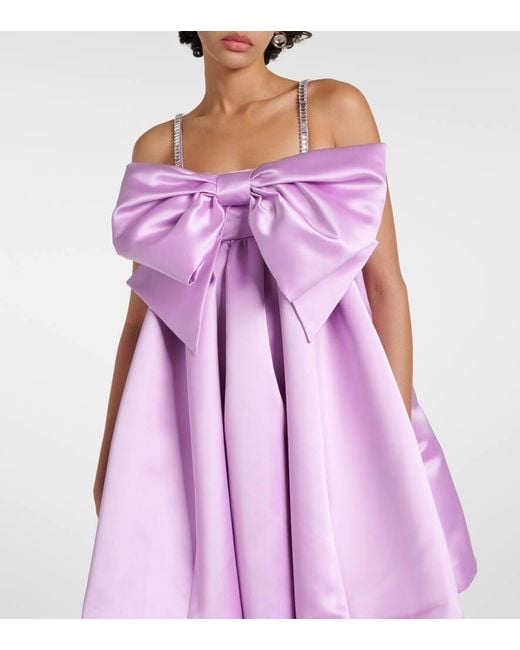 Nina Ricci Purple Bow-detail Duchesse Satin Minidress