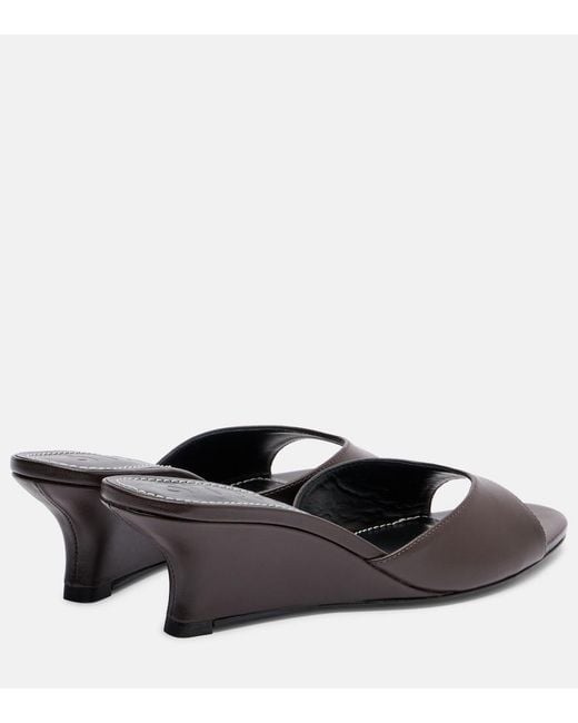 Staud Black Brigitte Leather Wedge Mules