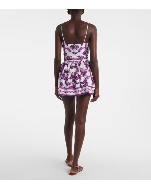 Dolce & Gabbana Purple Short Printed Dress