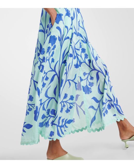 Juliet Dunn Blue Printed Cotton Maxi Dress