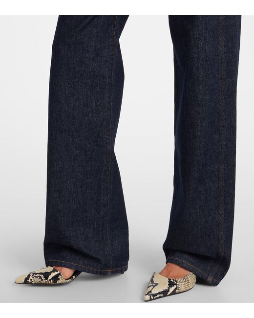 Khaite Blue Benson High-Rise Wide-Leg Jeans