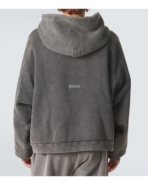 Acne Gray Faded Fester Brand-Appliqué Oversized-Fit Cotton-Jersey Hoody for men