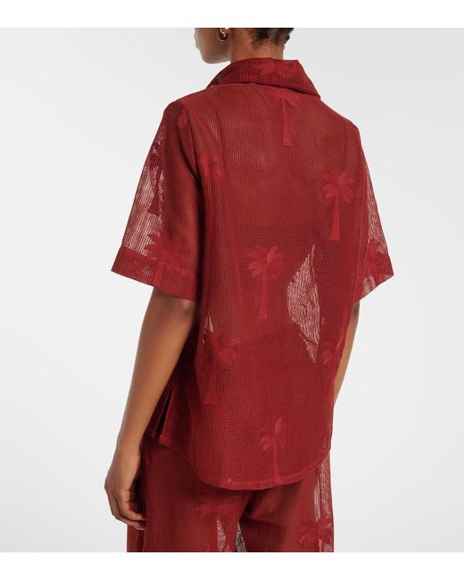 Johanna Ortiz Embroidered Cotton-Blend Mesh Shirt