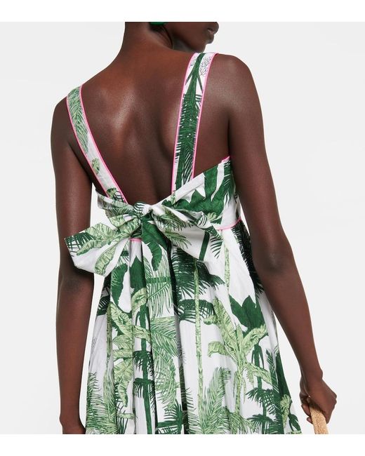 Juliet Dunn Green Printed Cotton Midi Dress