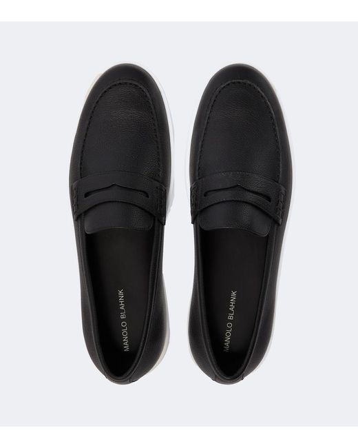 Manolo Blahnik Black Ellis Leather Loafers for men