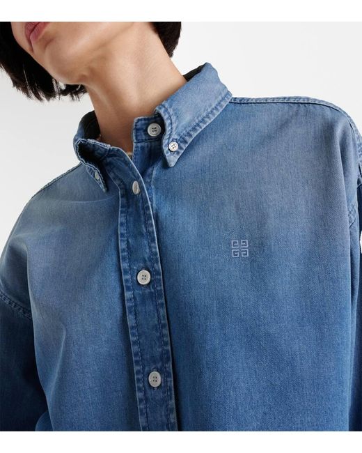 Camicia di jeans cropped 4G di Givenchy in Blue