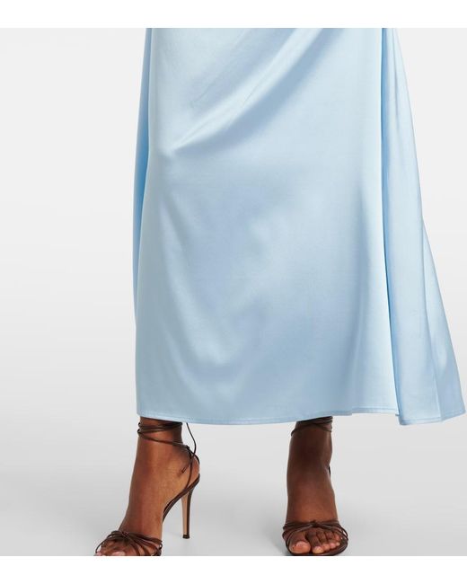 Staud Blue Phare Silk-Blend Satin Cocktail Dress