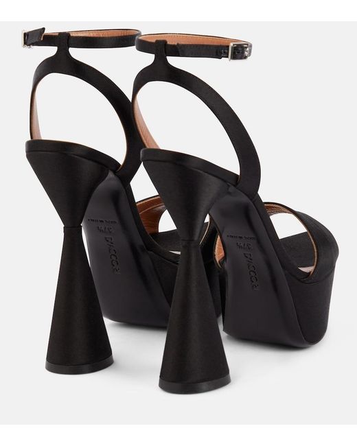 D'Accori Black Skye Satin Platform Sandals