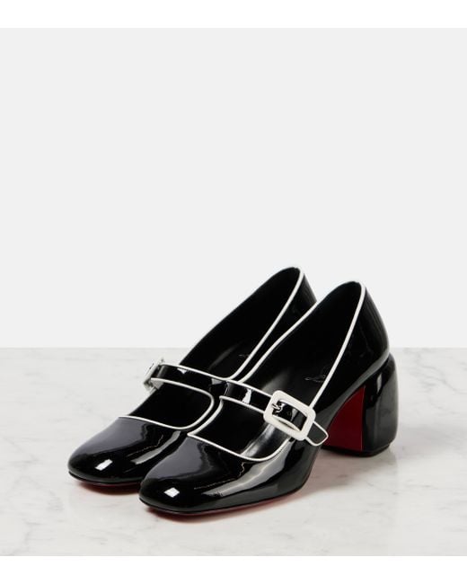 Christian Louboutin Black Minny Babe 70 Patent Leather Mary Jane Pumps