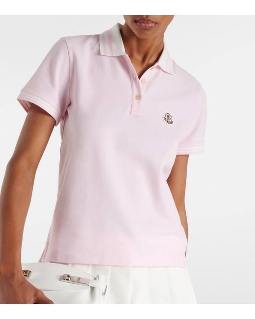 Polo in cotone di Moncler in Pink