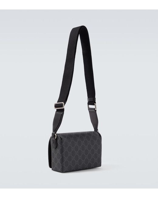 Gucci Black Gg Supreme Leather-Trimmed Canvas Crossbody Bag for men