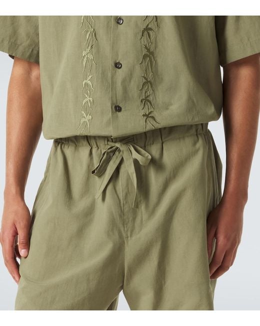 Commas Green Mid-Rise Shorts for men