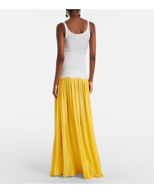 Christopher Esber Metallic Verner Cutout Lace-Trimmed Jersey Maxi Dress