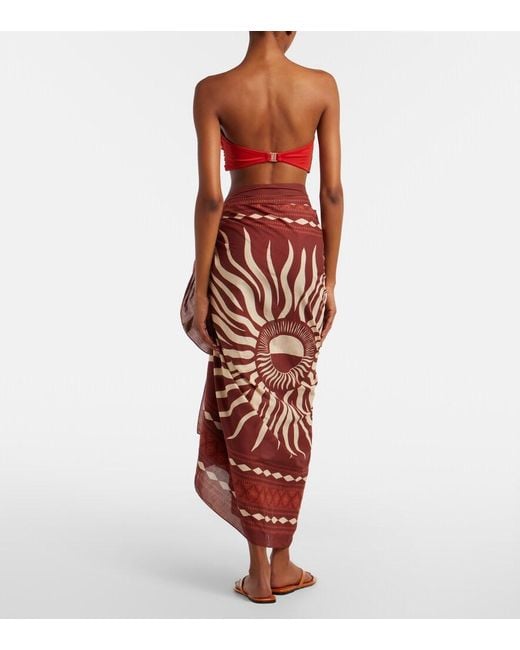 Johanna Ortiz Red Printed Cotton Beach Coover-Up