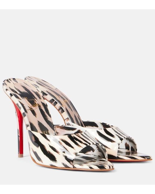 Christian Louboutin White Pantoletten Miss Z 100 Aus Lackleder