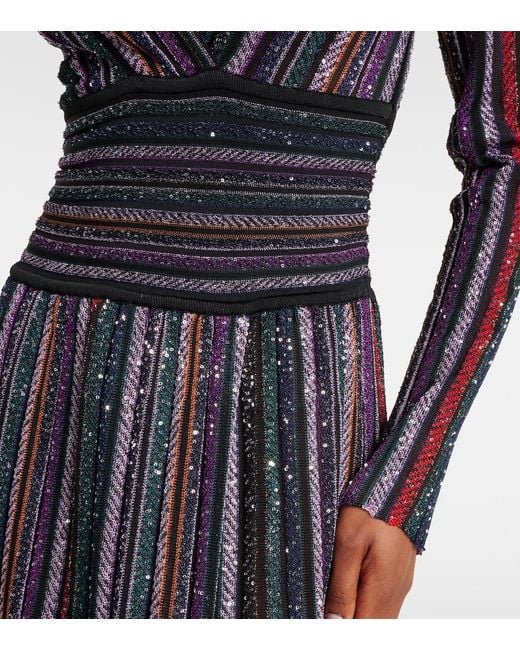 Missoni Blue Sequined Striped Gown